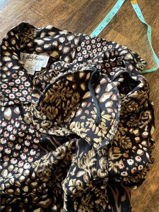 Vintage 90's Liberty Fashions Rayon Short Sleeve Maxi Length Dress Size XL - Picture 7 of 9